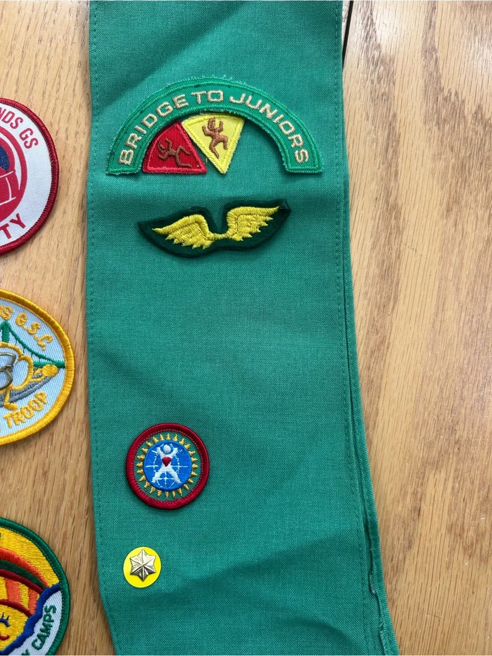 Vintage 1980s Girl Scout Junior Sash & Patch Lot Thousand Islands Camp NY